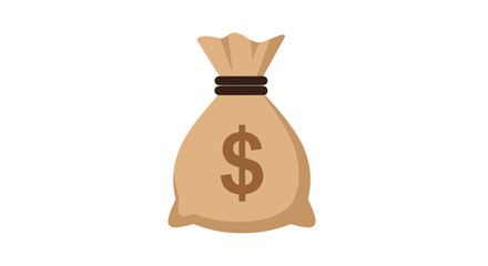 Cartoon Money Bag with Dollar Sign and Brown Tie.