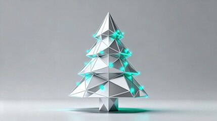 Minimalist White Origami Christmas Tree, Decorative Image