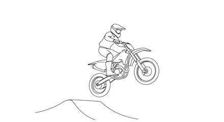Motocross Rider Soaring Through the Air on a Dirt Bike. © Rizal