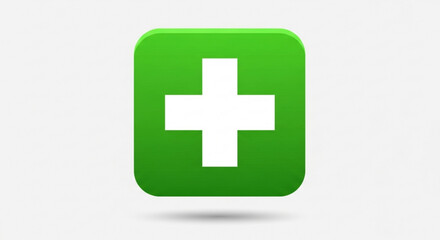 Obraz premium Green square with a white plus sign