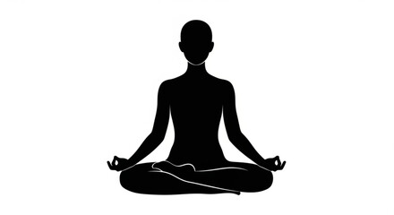 Silhouette of a woman meditating in yoga pose