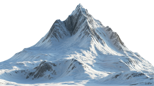 Snowbound Mountain Peak with Jagged Ridges and Shadows