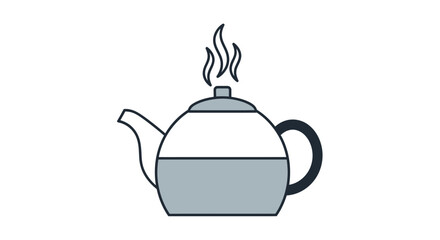 Steaming Teapot Illustration with Hot Beverage.