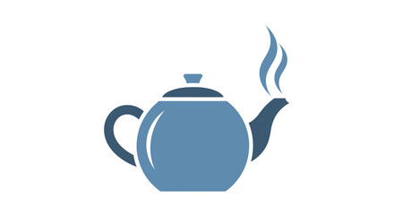 Blue Teapot with Steam Rising from Spout.