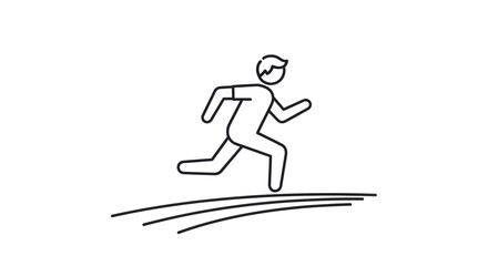 Simple Line Art Icon of a Person Running on a Track.