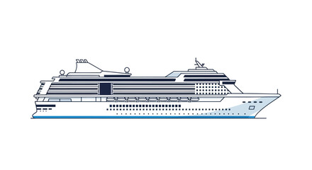 Obraz premium Detailed Illustration of a Modern Cruise Ship at Sea.