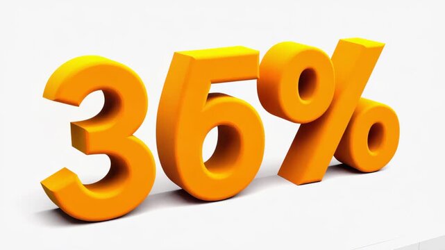 Orange 3D percentage number in a bold modern font casting a subtle shadow on a bright white background