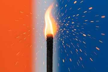 Dynamic torch spark explosion with glowing motion trails and festive energy lighting concept