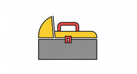 Illustration of a yellow and gray toolbox