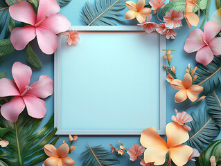A Beautiful Floral Photo Frame with an Empty Picture Area