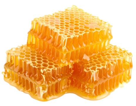 Natural Honeycombs with Hexagonal Pattern, Isolated on White Background, PNG - Powered by Adobe