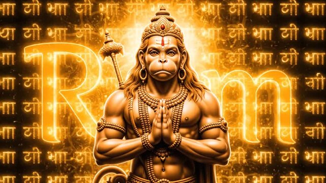 divine lord hanuman prayer golden ram background