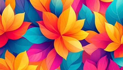 Colorful Abstract Flower Vector Background, Energetic Flat Design for Print, Packaging, and Web Templates