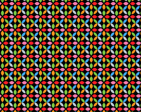 Geometric petal pattern abstract blue orange green red pink lightblue floral