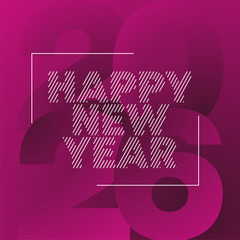Happy New Year 2026 greeting card, party invitation. Modern typography concept, New Year's Vibes atmosphere template on abstract burgundy red background