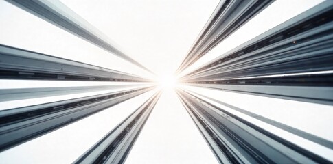 Agenda Setting, Future Planning, Goal Achievement A clean, abstract composition featuring sharp, defined lines and shapes pointing towards a bright, distant light source. A sense of order and directed