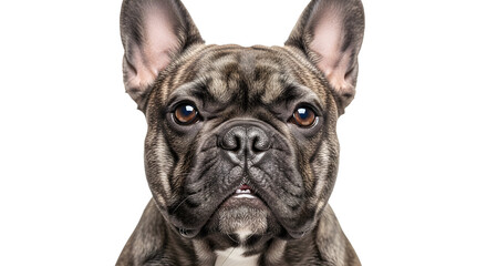 Close-up Portrait of a Brindle French Bulldog's Face with Intense Eyes