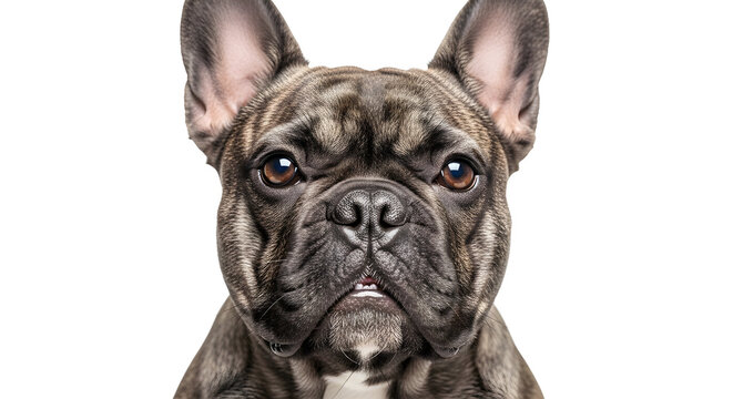 Close-up Portrait of a Brindle French Bulldog's Face with Intense Eyes