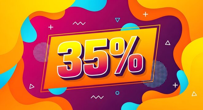 35 percent discount sale banner with abstract colorful background and geometric shapes, representing promotion and special offer - Powered by Adobe