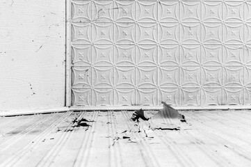 Peeling paint on pressed metal surfaces - horizontal