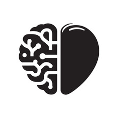 brain heart balance vector silhouette clip art logo design illustration