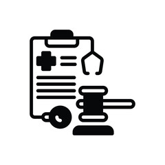 Black solid icon for medical lawyer
