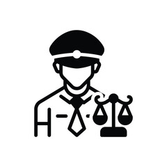 Black solid icon for military law