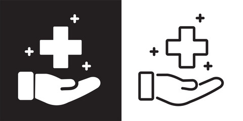 Hygiene solid and thin line black web icon set. Vector illustration