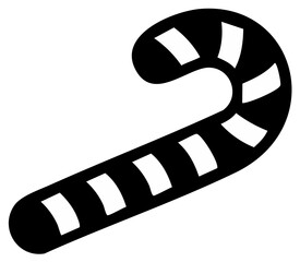 Christmas Candy Cane Icon: Sweet Striped Holiday Treat, Festive Vector Graphic, Isolated Symbol for Celebration