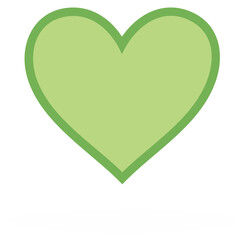 Green Heart Symbol with Thick Outline and White Background