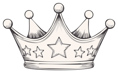 Vintage royal crown illustration with stars