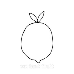 pear outline doodle coloring page isolated on white background. Summer coloring book for kids
