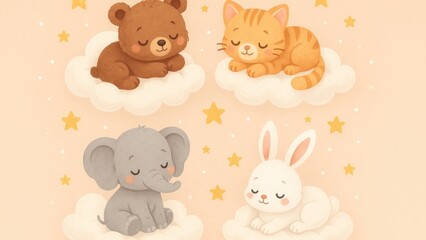 Adorable animals sleeping peacefully.