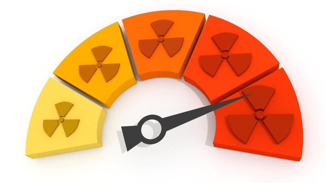 Radiometer verification of radiation contamination. Design element. Sensor with scale. Measurement of radiation levels.