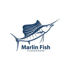 Silhouette Marlin Fish Template Illustration. Marlin Fish logo design vector. Icon Symbol