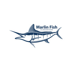 Silhouette Marlin Fish Template Illustration. Marlin Fish logo design vector. Icon Symbol