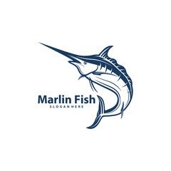 Silhouette Marlin Fish Template Illustration. Marlin Fish logo design vector. Icon Symbol
