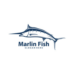 Silhouette Marlin Fish Template Illustration. Marlin Fish logo design vector. Icon Symbol