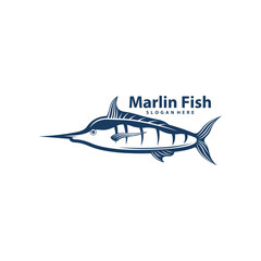 Silhouette Marlin Fish Template Illustration. Marlin Fish logo design vector. Icon Symbol