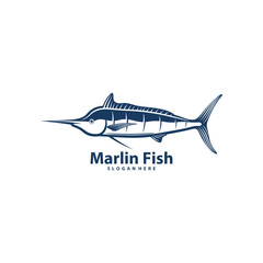 Silhouette Marlin Fish Template Illustration. Marlin Fish logo design vector. Icon Symbol