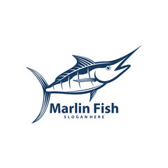 Silhouette Marlin Fish Template Illustration. Marlin Fish logo design vector. Icon Symbol