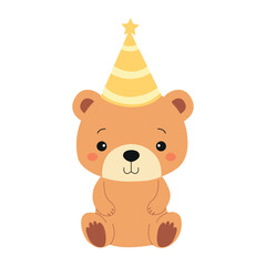 Cute bear wearing a party hat.