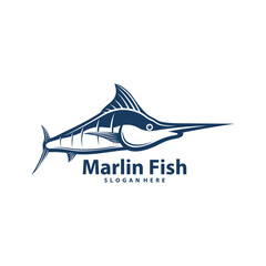 Silhouette Marlin Fish Template Illustration. Marlin Fish logo design vector. Icon Symbol