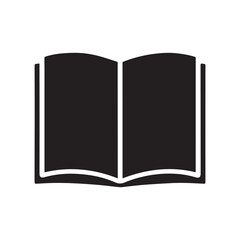 Open book silhouette with a simple and minimalistic design, illustration on white background