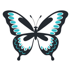Cartoon butterfly with turquoise spots on wings.