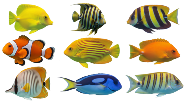 Tropical fish isolated on white or transparent background - Powered by Adobe