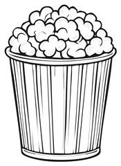 Popcorn bucket illustration with fluffy popcorn kernels