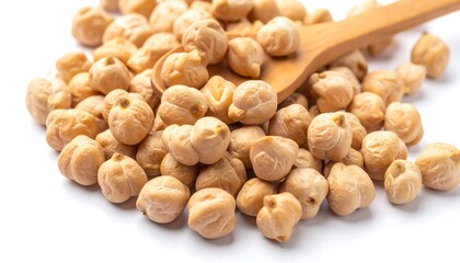 Pile of chickpeas on white background