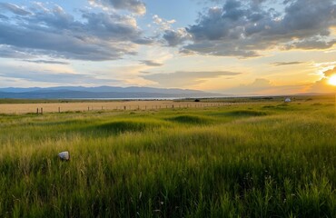 sunset over the river