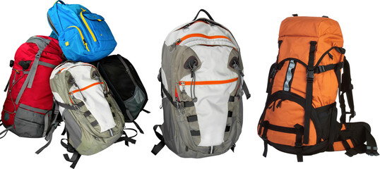 Camping bag With Chair Hiking Backpack with Rolled Sleeping Bag, Side PNG Travel bag with attached...